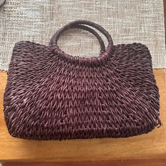 Vintage Dark Brown Wicker Purse - Picture 1 of 5